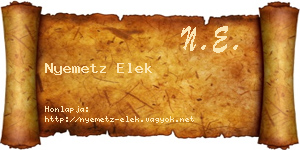 Nyemetz Elek névjegykártya